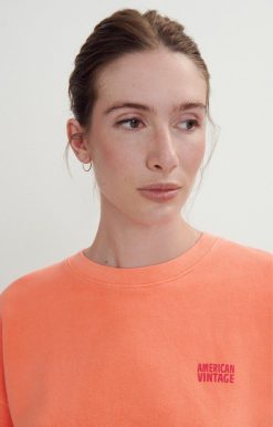 Clearance American Vintage Sweat Femme Izubird Orange Fluo