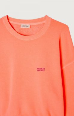 Clearance American Vintage Sweat Femme Izubird Orange Fluo