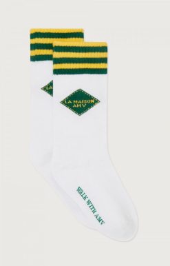 Online American Vintage Chaussettes Enfant Clypsun Vert Et Jaune Raye