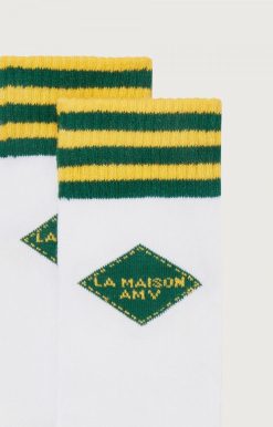 Online American Vintage Chaussettes Enfant Clypsun Vert Et Jaune Raye