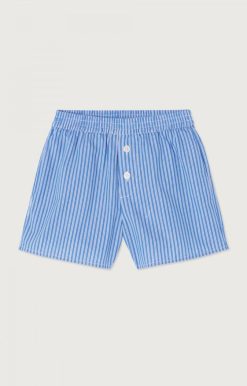 Clearance American Vintage Short Enfant Zatybay Rayures Aqua