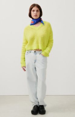 Online American Vintage Pull Femme Bymi Jaune Fluo