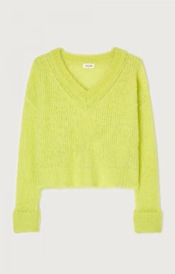 Online American Vintage Pull Femme Bymi Jaune Fluo