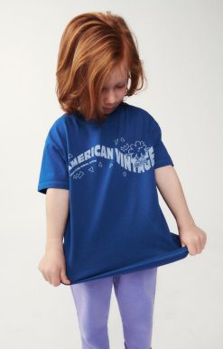 Clearance American Vintage T-Shirt Enfant Fizvalley Bleu Roi Vintage