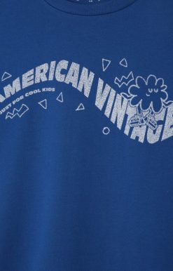 Clearance American Vintage T-Shirt Enfant Fizvalley Bleu Roi Vintage