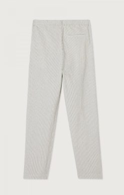 Hot American Vintage Pantalon Homme Keostreet Rayures Kaki Et Blanches