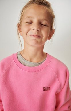 Hot American Vintage Sweat Enfant Izubird Rose Fluo