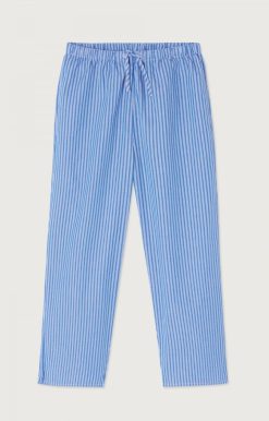 Online American Vintage Pantalon Enfant Zatybay Rayures Aqua