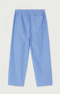 Online American Vintage Pantalon Enfant Zatybay Rayures Aqua