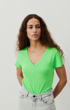 New American Vintage T-Shirt Femme Jacksonville Vert Fluo