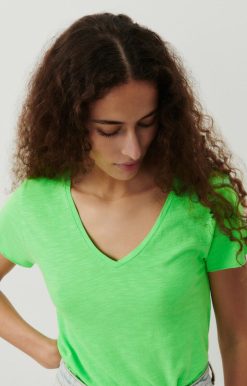 New American Vintage T-Shirt Femme Jacksonville Vert Fluo