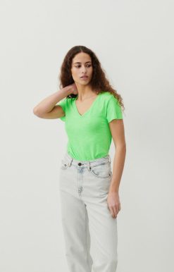 New American Vintage T-Shirt Femme Jacksonville Vert Fluo