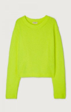 Wholesale American Vintage Pull Femme Cikoya Jaune Fluo