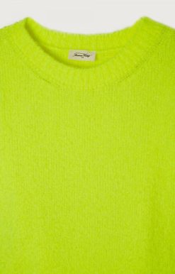 Wholesale American Vintage Pull Femme Cikoya Jaune Fluo