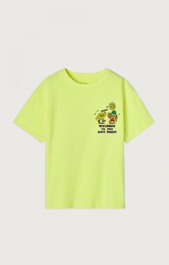 Hot American Vintage T-Shirt Enfant Fizvalley Jaune Fluo