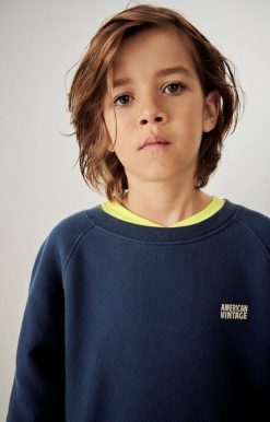 Online American Vintage Sweat Enfant Izubird Navy Vintage