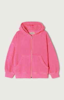 Clearance American Vintage Sweat Enfant Bobypark Pink Acide Fluo