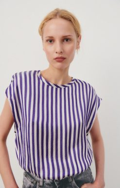 Best American Vintage Top Femme Shaning Rayures Violettes