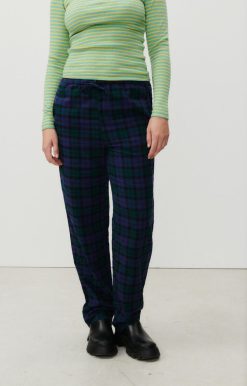 New American Vintage Pantalon Femme Yuzy Tartan Violet Vert