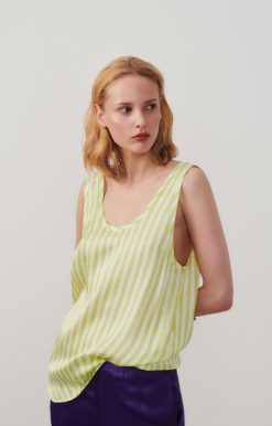 Wholesale American Vintage Top Femme Shaning Rayures Jaunes Fluo