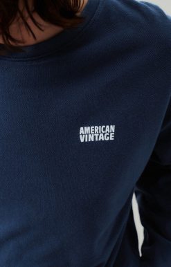 Clearance American Vintage Sweat Femme Hodatown Navy Chine