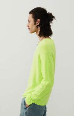 Hot American Vintage Pull Homme Docatown Jaune Fluo Chine