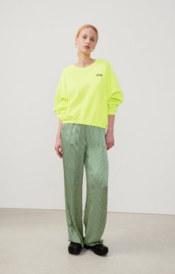 New American Vintage Sweat Femme Izubird Jaune Fluo