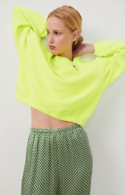 New American Vintage Sweat Femme Izubird Jaune Fluo