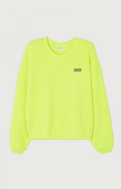 New American Vintage Sweat Femme Izubird Jaune Fluo