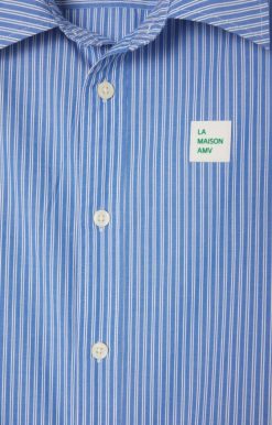 Online American Vintage Chemise Homme Zatybay Rayures Aqua