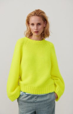 Wholesale American Vintage Pull Femme Nolcity Jaune Fluo