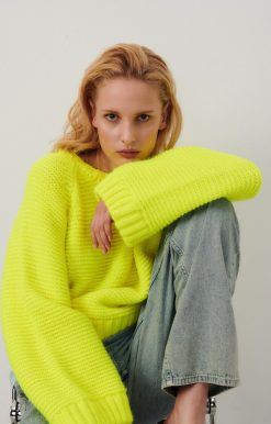 Wholesale American Vintage Pull Femme Nolcity Jaune Fluo