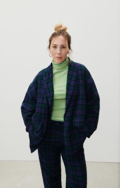 Online American Vintage Veste Femme Yuzy Tartan Violet Vert