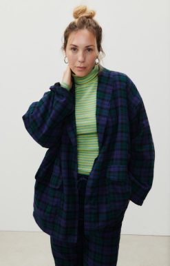 Online American Vintage Veste Femme Yuzy Tartan Violet Vert