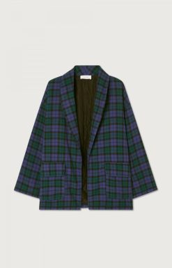 Online American Vintage Veste Femme Yuzy Tartan Violet Vert